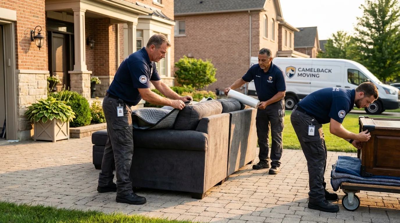 Large estate moving crew wrapping furniture in Nahunta, GA
