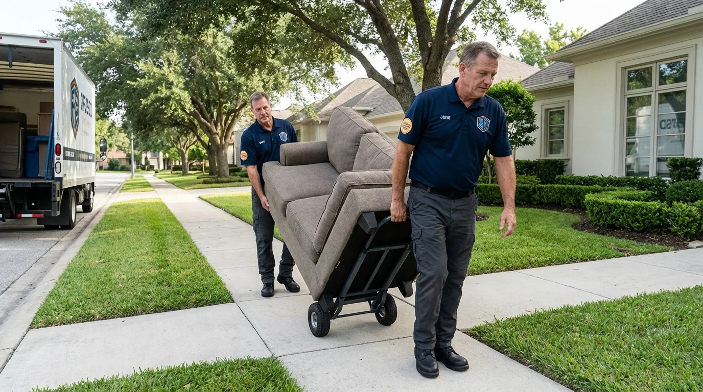 Local residential moving crew loading furniture in Nahunta, GA