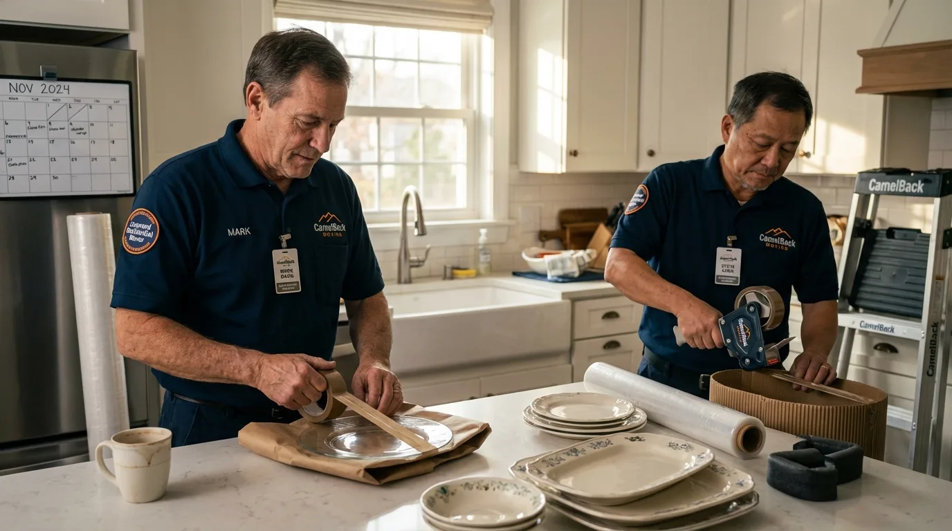 Professional crew packing kitchen dishware in Nahunta, GA